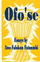 Ofo'se book cover which is yellow with blue font and has an image of a drum drawn in an African style with white around the edges of the drum.